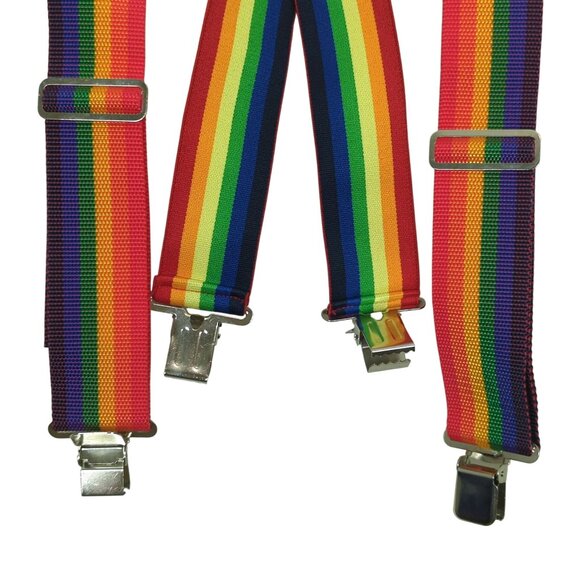 McGuire-Nicholas Rainbow Suspenders Adjustable Workwear Braces Heavy Duty ClipOn - Picture 7 of 8